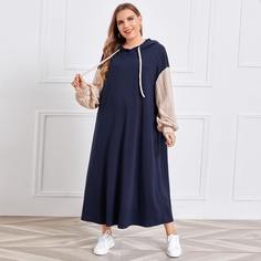 на кулиске Контрастный цвет Повседневный Платья размер плюс Shein