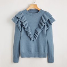 Однотонный топ с оборками Shein