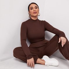 трикотажный Одноцветный Основы Футболки Shein