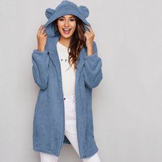 Одноцветный Повседневный Куртка Shein