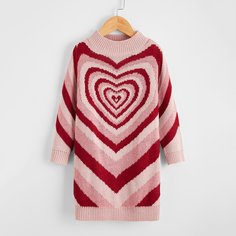 Сердечко Повседневный Трикотажные платья для девочек Shein