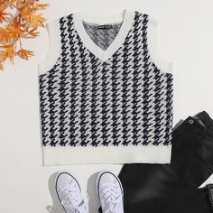 Трикотажный жилет с узором "хаундстут Shein