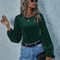 Бархатная футболка в рубчик Shein