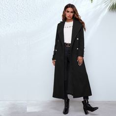 Двубортное пальто Shein