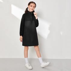 Свитшот-платье на пуговицах для девочек Shein