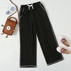 узел Повседневный Брюки для девочек Shein