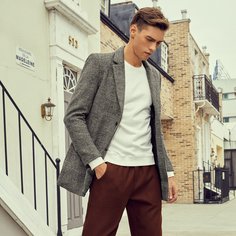 Мужская пальто в клетку с лацканом Shein