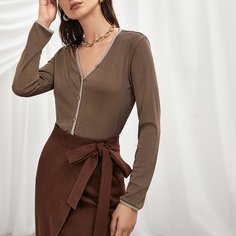 трикотажный Повседневный Футболки Shein