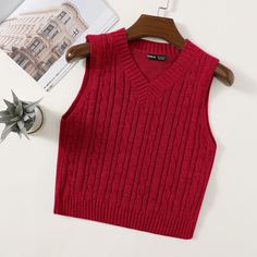 Трикотажный жилет с v-образным воротником Shein