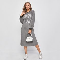 с вышивкой буква Повседневный Свитшоты Shein