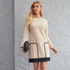 Твидовое платье в клетку Shein