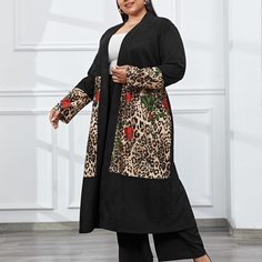 Со цветочками Повседневный Плюс размеры пальто Shein