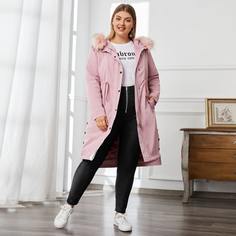 Пальто парка размера плюс на кулиске Shein