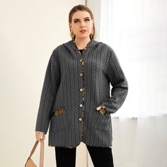 с карманами Повседневный Плюс размеры пальто Shein