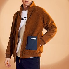 Мужская флисовая куртка на молнии с передним карманом Shein
