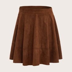 Однотонная вельветовая юбка размера плюс Shein