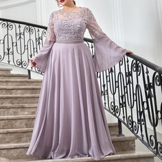 Вышивка Одноцветный Очаровательный Платья размер плюс Shein
