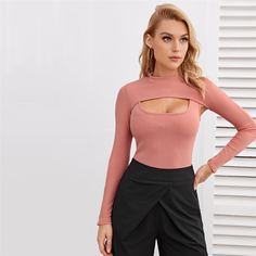 Супер кроп топ с воротником-стойкой и майка Shein