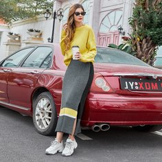 Свитер и вязаная юбка с разрезом Shein