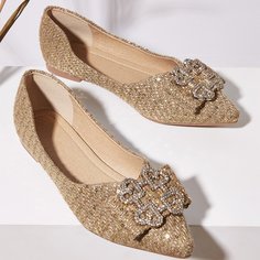 со стразами Одноцветный Балетки Shein