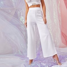 Одноцветный Повседневный Брюки Shein