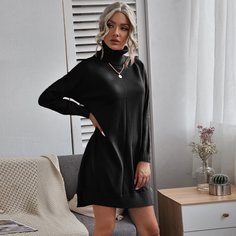 Трикотажное платье с высоким воротником Shein