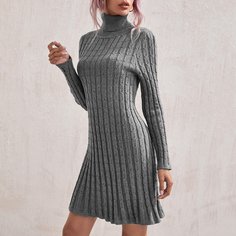 Одноцветный Повседневный Платья-свитеры Shein