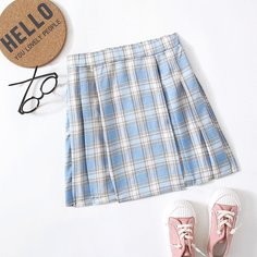 Юбка в клетку для девочек Shein