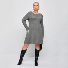 Одноцветный Повседневный Платья размер плюс Shein