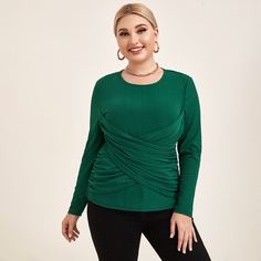 Однотонный топ размера плюс Shein