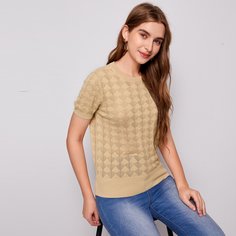 Вязаный топ с коротким рукавом Shein