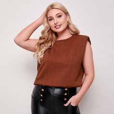 Вязаный жилет оверсайз с хлопковой текстурой плеча Shein