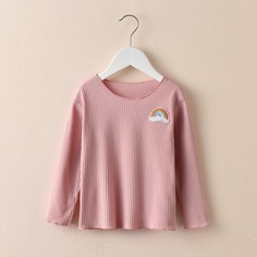 Футболка в рубчик для девочек Shein