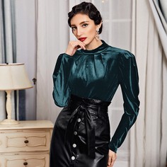 Бархатный топ с оригинальным рукавом Shein
