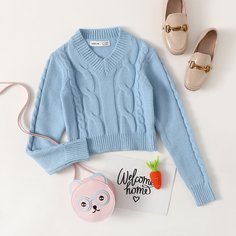 Одноцветный Повседневный Свитера для девочек Shein