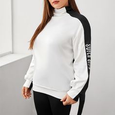 Контрастный цвет Спортивные топы размера плюс Shein