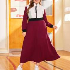 Застежка буква Повседневный Платья размер плюс Shein