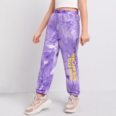 с карманами буква Спортивные Брюки для Девочек Shein