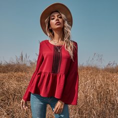 Блузка с кружевной отделкой Shein