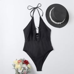 Слитный купальник с кольцом Shein