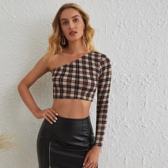 в клетку Повседневный Футболки Shein