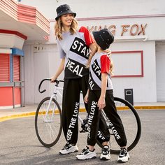с карманами Лозунг Спортивные Брюки для Девочек Shein