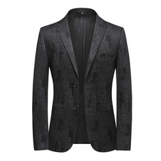 Пуговица Ровный цвет Работа Мужские блейзеры Shein