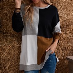 Разрез Контрастный цвет Повседневный Свитшоты Shein