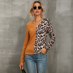 Леопардовый Повседневный Футболки Shein