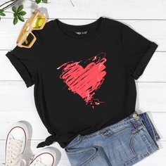 Сердечко Повседневный Футболки Shein