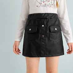 с карманами Одноцветный Повседневный Юбки для девочек Shein