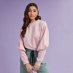 Ровный цвет Повседневный Свитшоты Shein