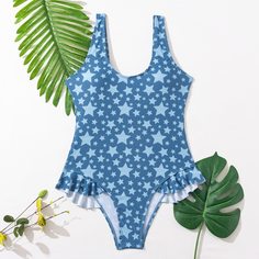 Слитный купальник с принтом звезды Shein