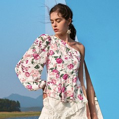 С оборками Цветочный Бохо Блузы Shein